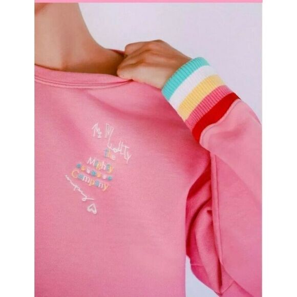 The Mighty Company The Sweatshirt Pink Rainbow Cuff Size S/M - Picture 2 of 15